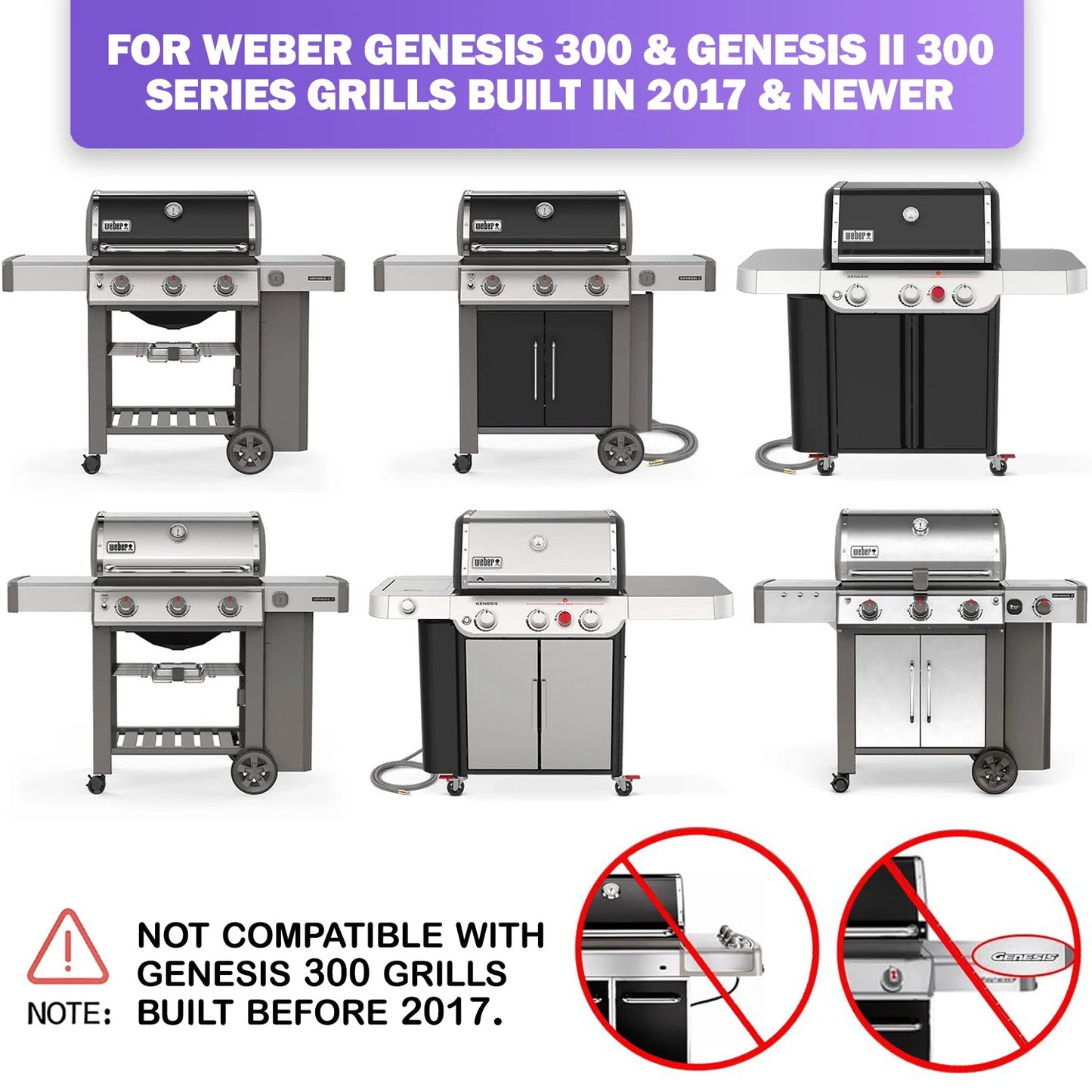Full-Size Griddle for Weber Genesis 300 & Genesis II 300 Grills | Fits E-310/E-325/E-330/E-335 & more | Stainless Steel (Replaces Weber 6788)