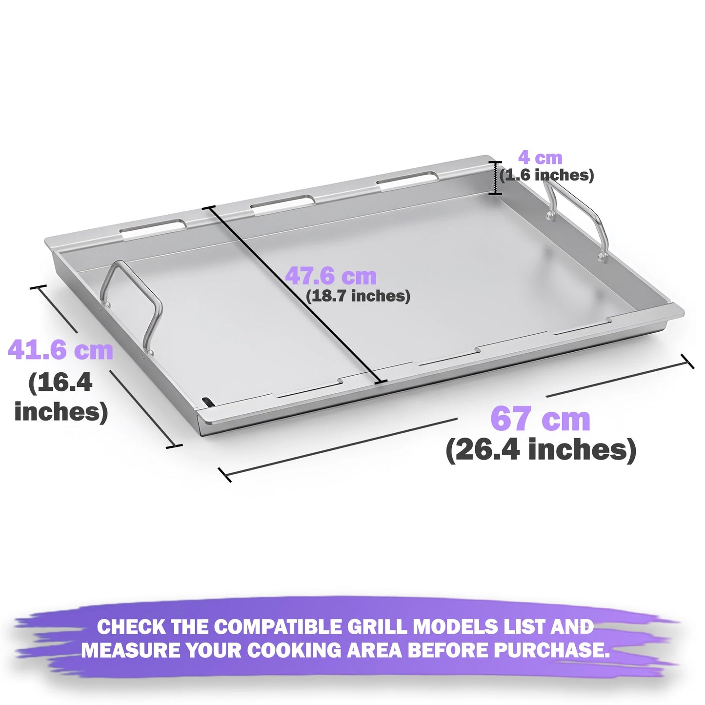 Full-Size Griddle for Weber Genesis 300 & Genesis II 300 Grills | Fits E-310/E-325/E-330/E-335 & more | Stainless Steel (Replaces Weber 6788)