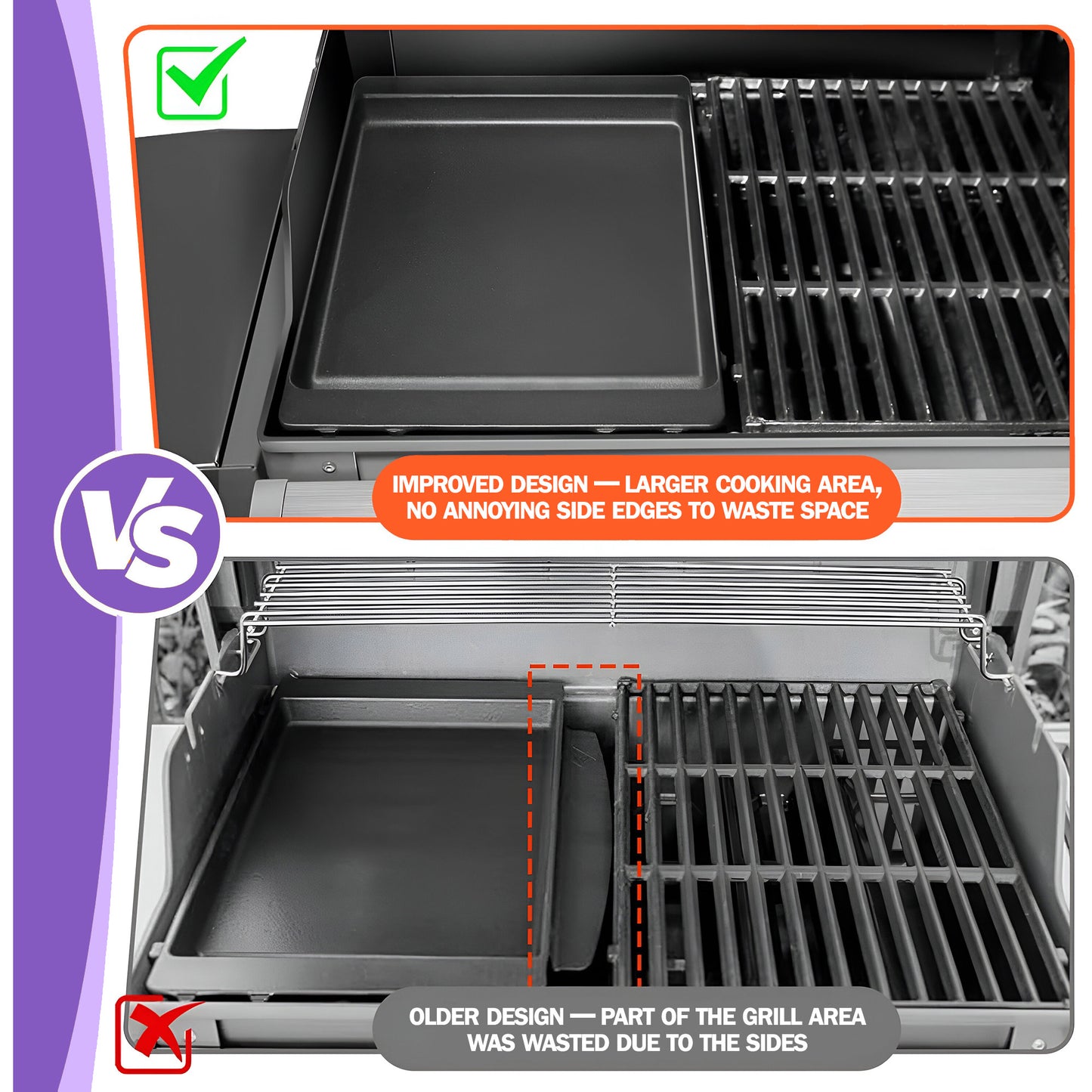 Cast Iron Deep Griddle for Weber Spirit II 300, E310, 700/900 & Genesis Silver/Gold/1000-5000 | Replaces 7658