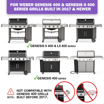 7 kpl ruostumattomasta teräksestä valmistetut Flavorizer Bars -poltinsuojat Weber Genesis II 400- ja Genesis 400 -sarjan grilleihin (E-410/S-410, E-425, E-435/S-435, S-440), korvaa Weber 66033 / 66797