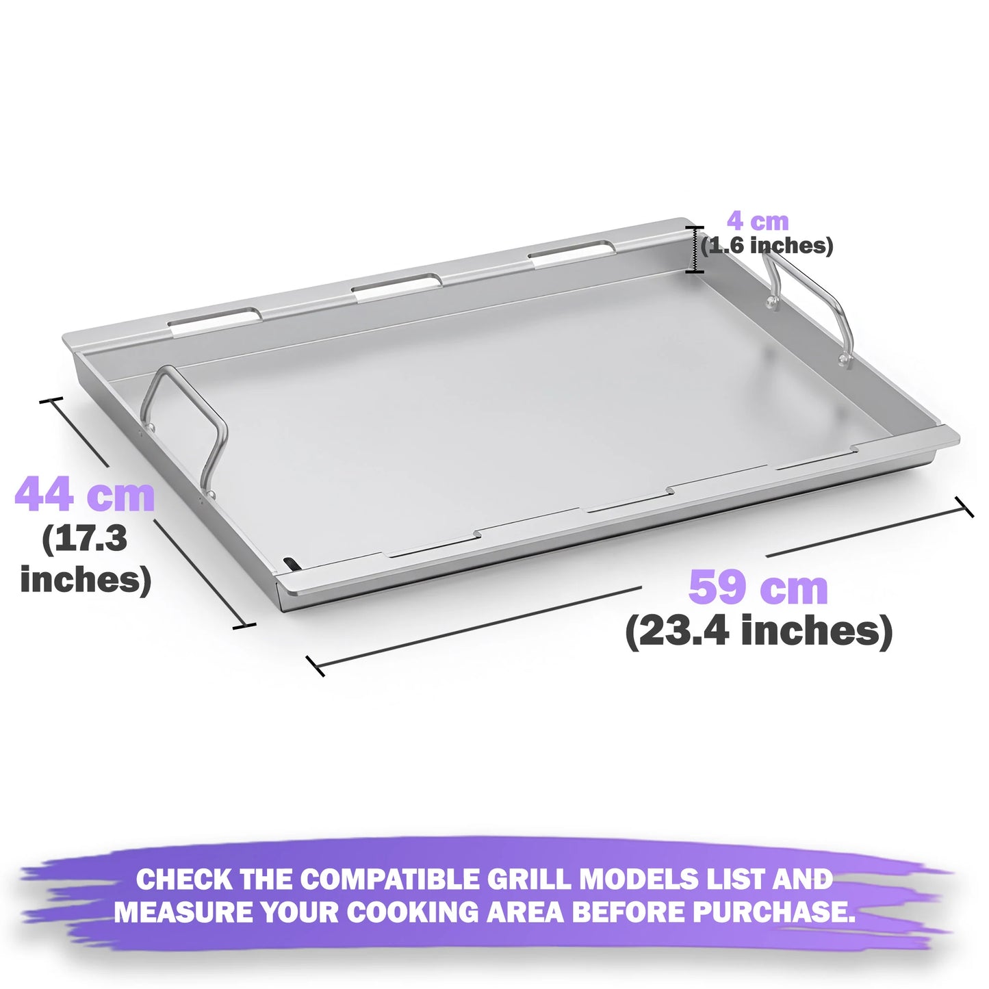 Full-Size Griddle for Weber Spirit 300, Spirit II 300 (2007–2024), Spirit 400 Grills | Fits E-310/E-315/E-320/E-330/E-425/E-435 & more | Stainless Steel (Replaces 6787)