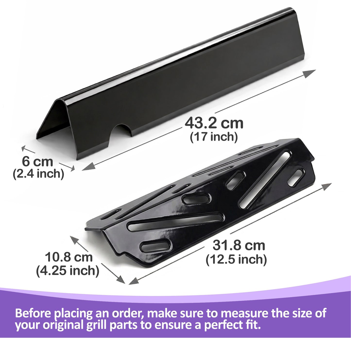 Flavorizer Bars and Heat Deflector Set for Weber Genesis II 400/ LX 400 Series - Genesis II 410/415/435/440 Grill Parts, Porcelain-Enameled Steel