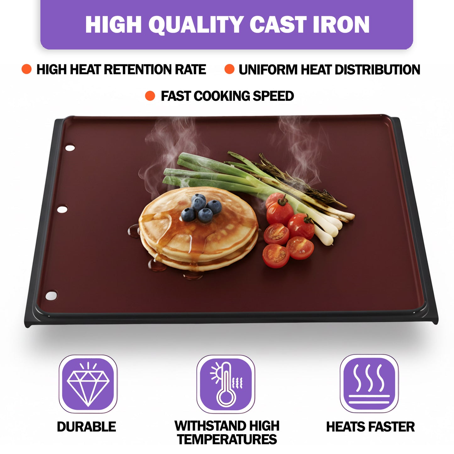 Reversible Cast Iron Griddle for Napoleon Prestige PRO 500 Series Grills, 34.5 x 45 cm