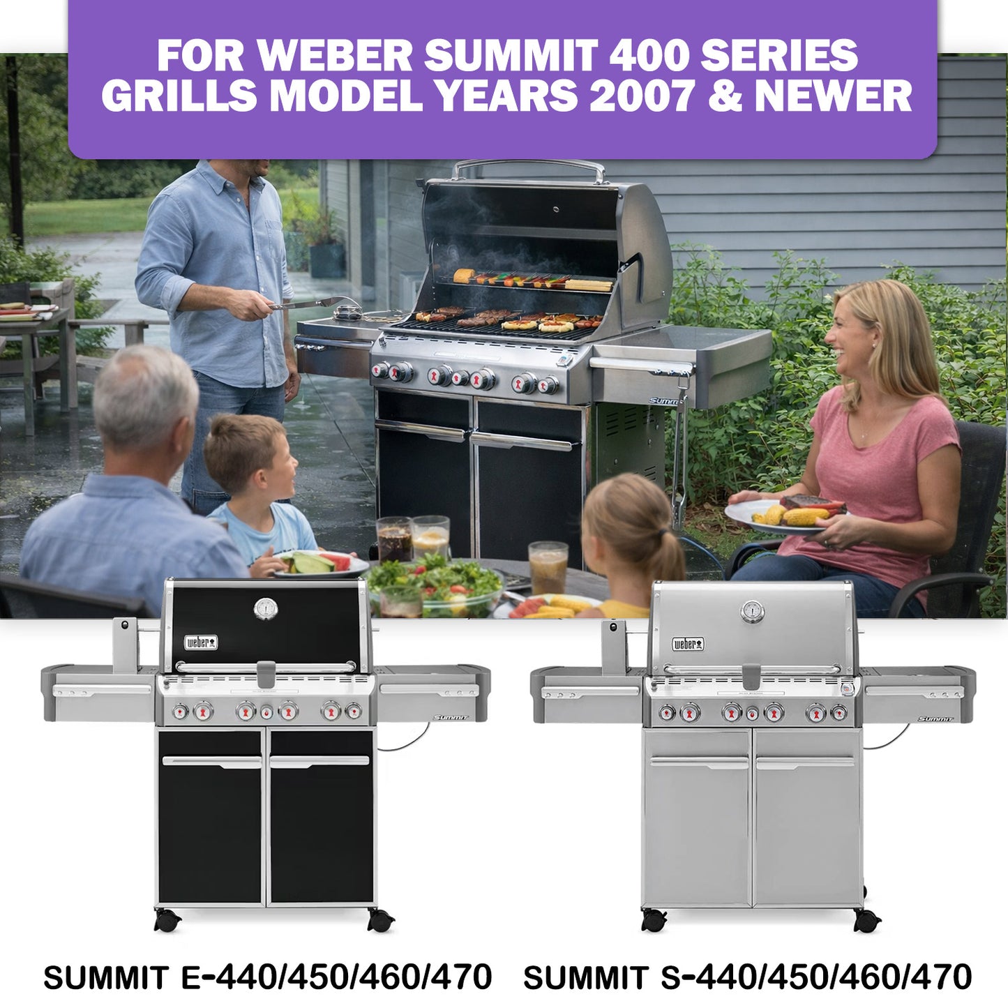 Stainless Steel Flavorizer Bars for Weber Summit 400 Series (E-440/S-440, E-450/S-450, E-460/S-460, E-470/S-470), Replacement for Weber 67668 - 8 Pack