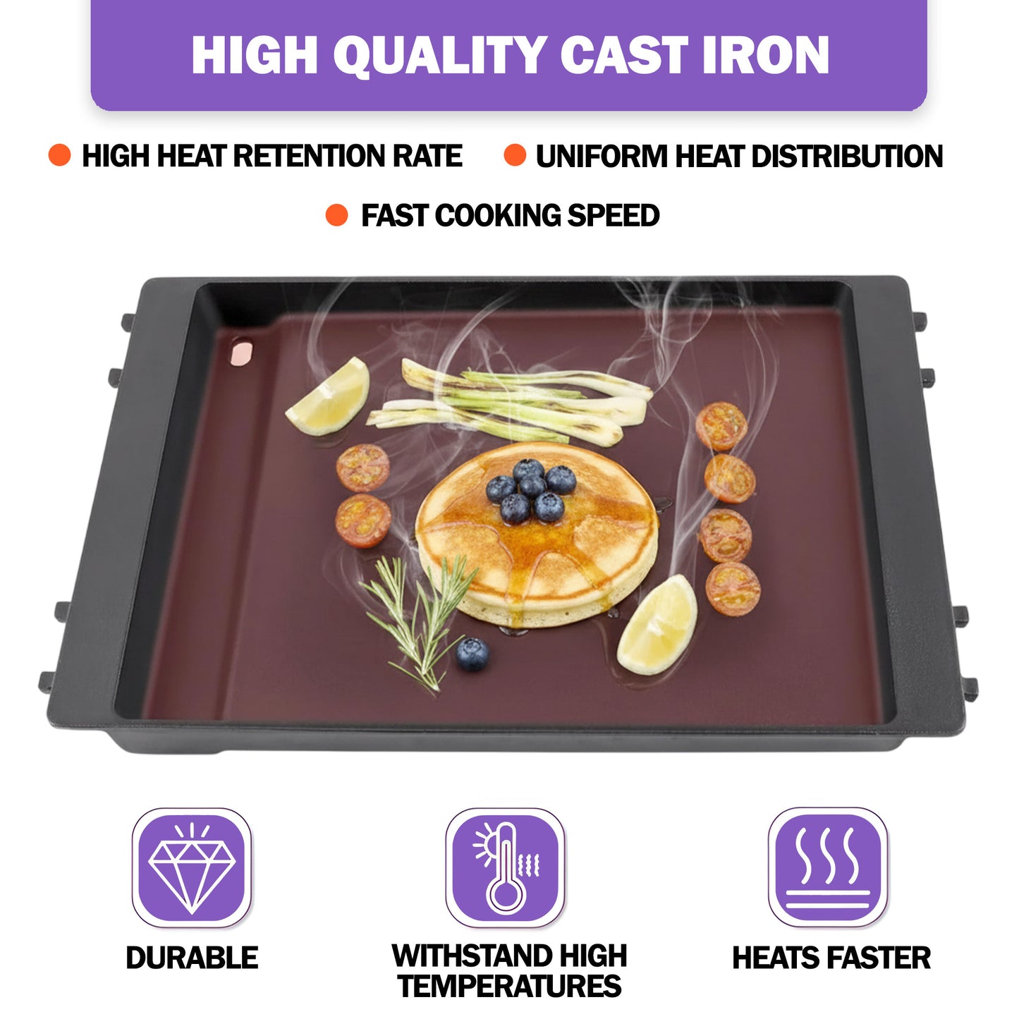 Cast Iron Deep Griddle for Weber Genesis II 300 & 600 | Fits E310, 330, 610 & more | Replaces 7599