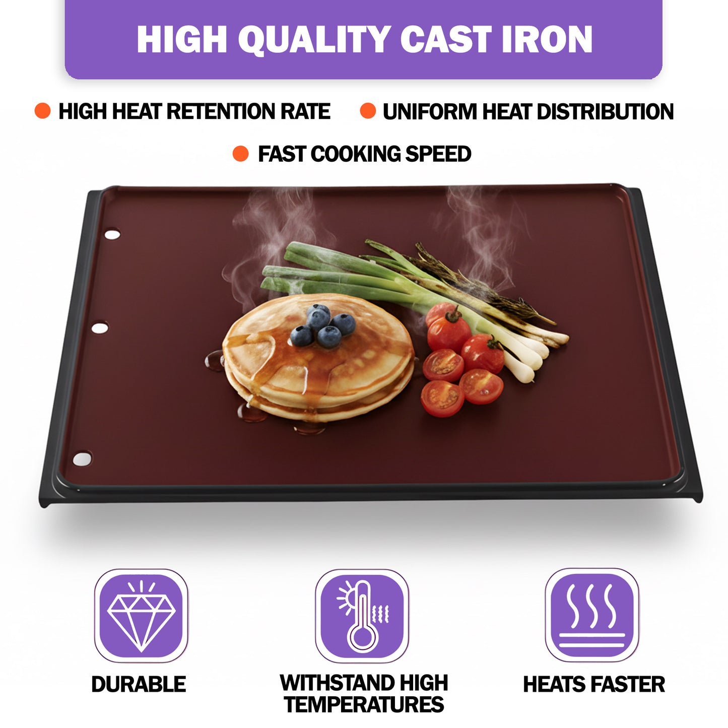 Reversible Cast Iron Griddle for Napoleon Rogue 425/525/625, Freestyle 365/425 – 56426 Replacement Grill Accessory