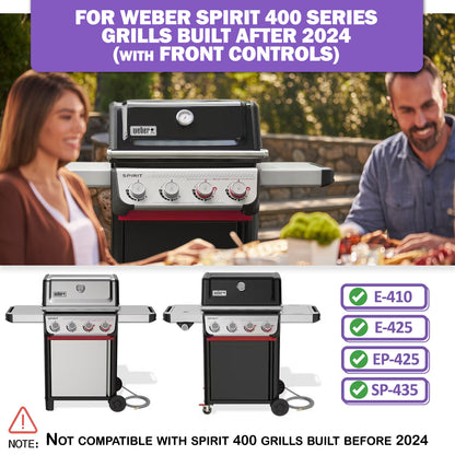 Grill Burners & Crossover for Weber Spirit 400 Series E-410, E-425, EP-425, SP-435 Grills, SS 439 Stainless Steel, 4-Pack