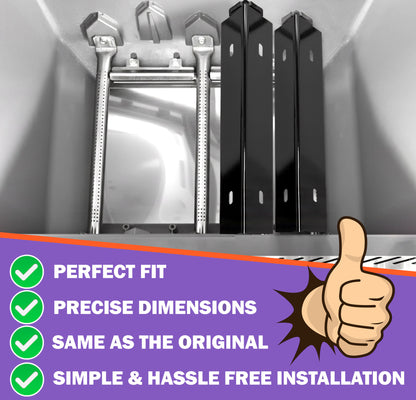 Napoleon Rogue 425 grillin varaosat: posliiniemaloidut lämmöntasauslevyt & ruostumattomasta teräksestä valmistetut polttimet