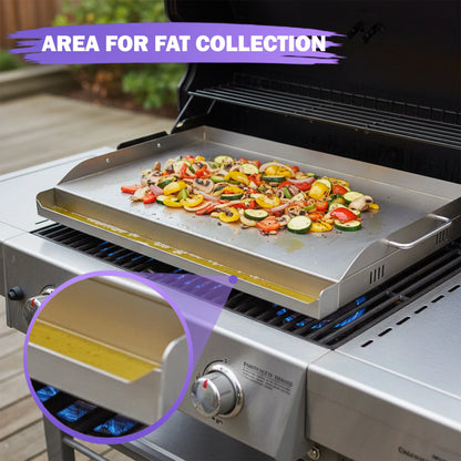 43 × 33 cm Stainless Steel BBQ Griddle Plate / Plancha – Universal Grill Griddle Accessory