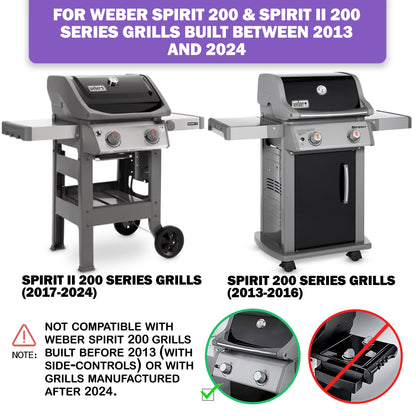Grill Grates for Weber Spirit 200 & Spirit II 200 with Front-Controls - Fits E-210/E-215/E-220/S-210/S-215/S-220, Replacement for Weber 7637, Cast Iron