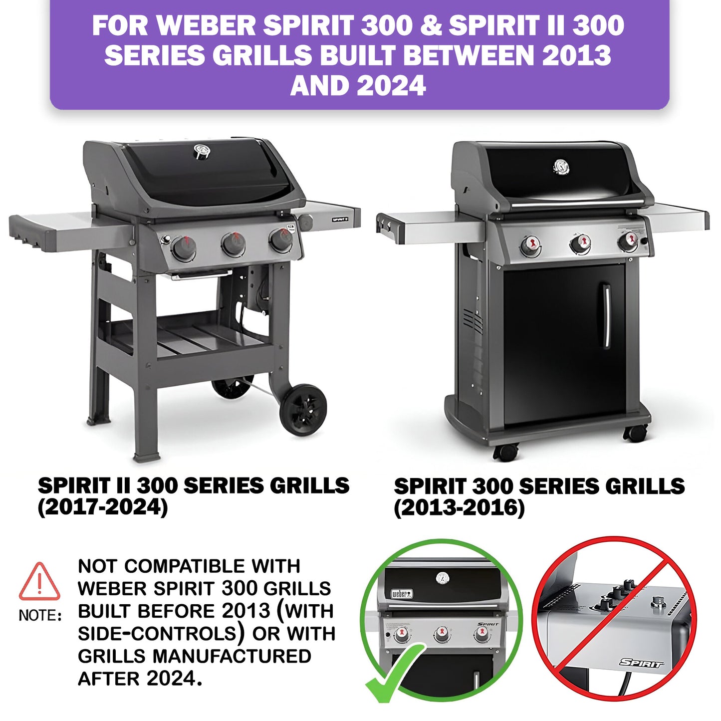 7636 Flavorizer Bars for Weber Spirit 300, Spirit II 300 & Spirit 2 GS4 Grills (E-310, E-320, E-330, S-310, S-320, S-330) (Front-Mounted Burner Controls), Stainless Steel