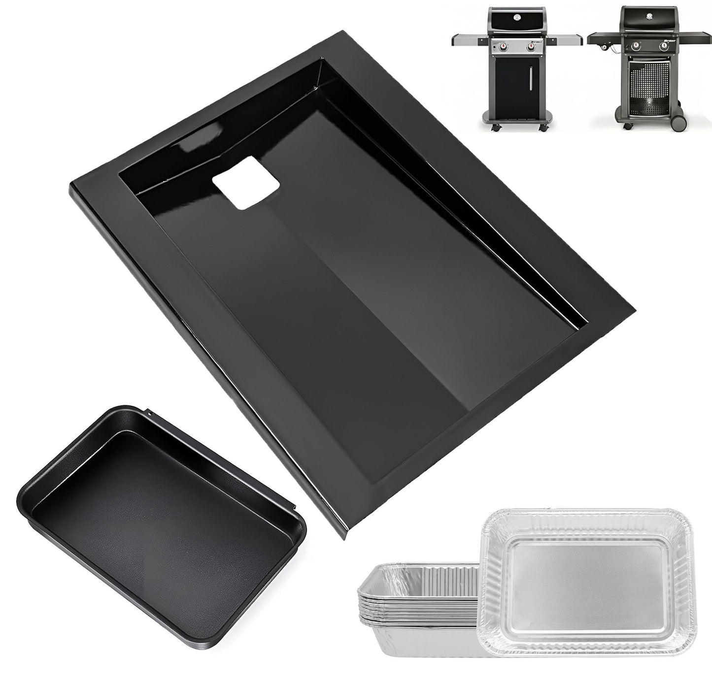 69803 Grease Tray for Weber Spirit 200 Series Grills (E-210/E-220/S-210/S-220) with Front Control Knobs, 35.6cm x 31cm Replacement Drip Tray