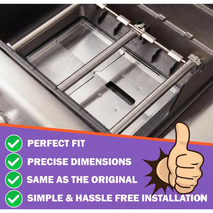 Grease Tray with Adjustable Width (30 cm to 46 cm) x 31 cm for Small Grills from Weber Biltema, Lucifer, Napolean, Landmann and Many More, Fits Universally