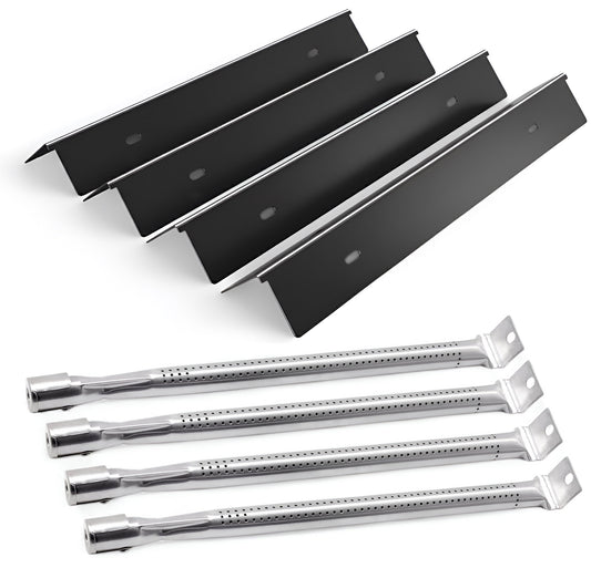 Replacement Grill Parts for Napoleon Freestyle 425 & Legend 425 – Porcelain Sear Plates & Stainless Steel Burners, 4-Pack