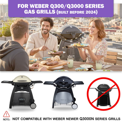 Reservdelar till Weber Q300, Q320, Q3000, Q3100, Q3200-serien (före 2023) – Gjutjärn grillgaller och stekplatta (Ersätter Weber 7646, 6506)