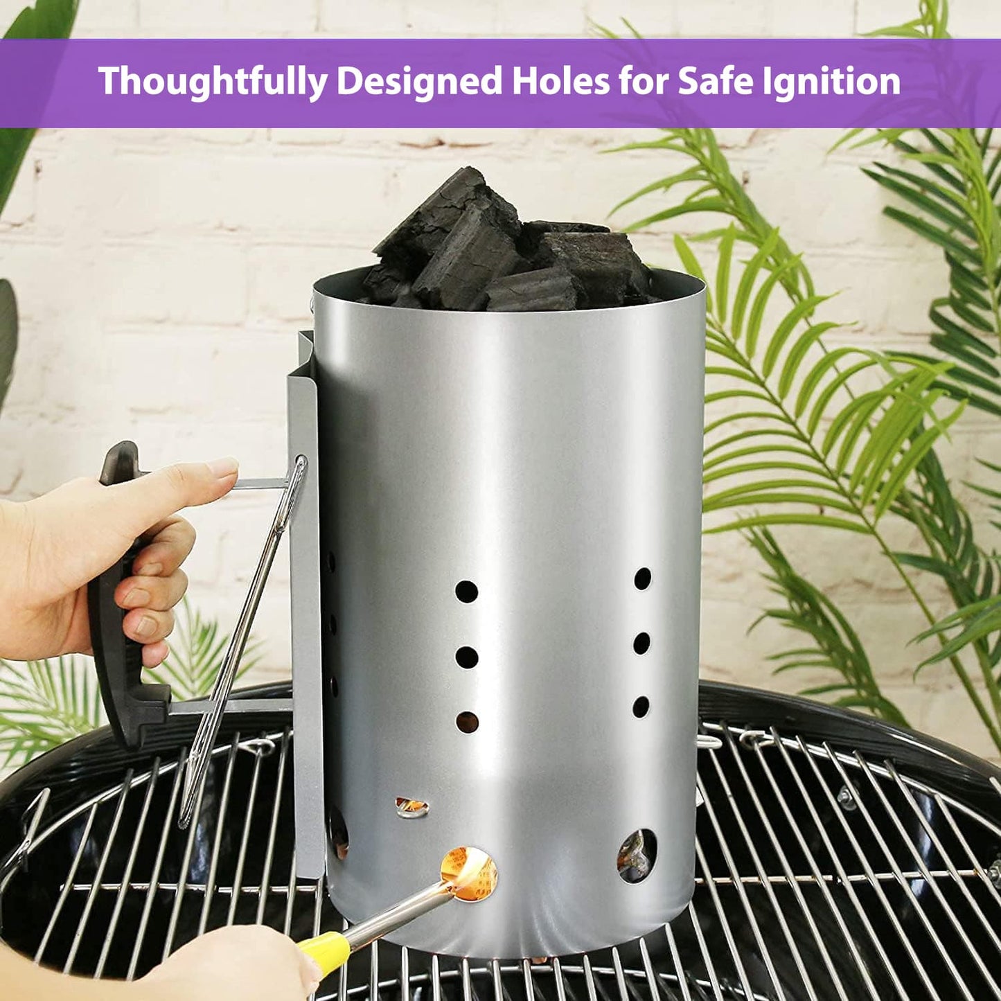 Weber 7416 Chimney Starter/ Charcoal Lighter/ Burning Column/ Grill Lighter for Charcoal Grills with Safety Handle, 19 cm x 30.5 cm