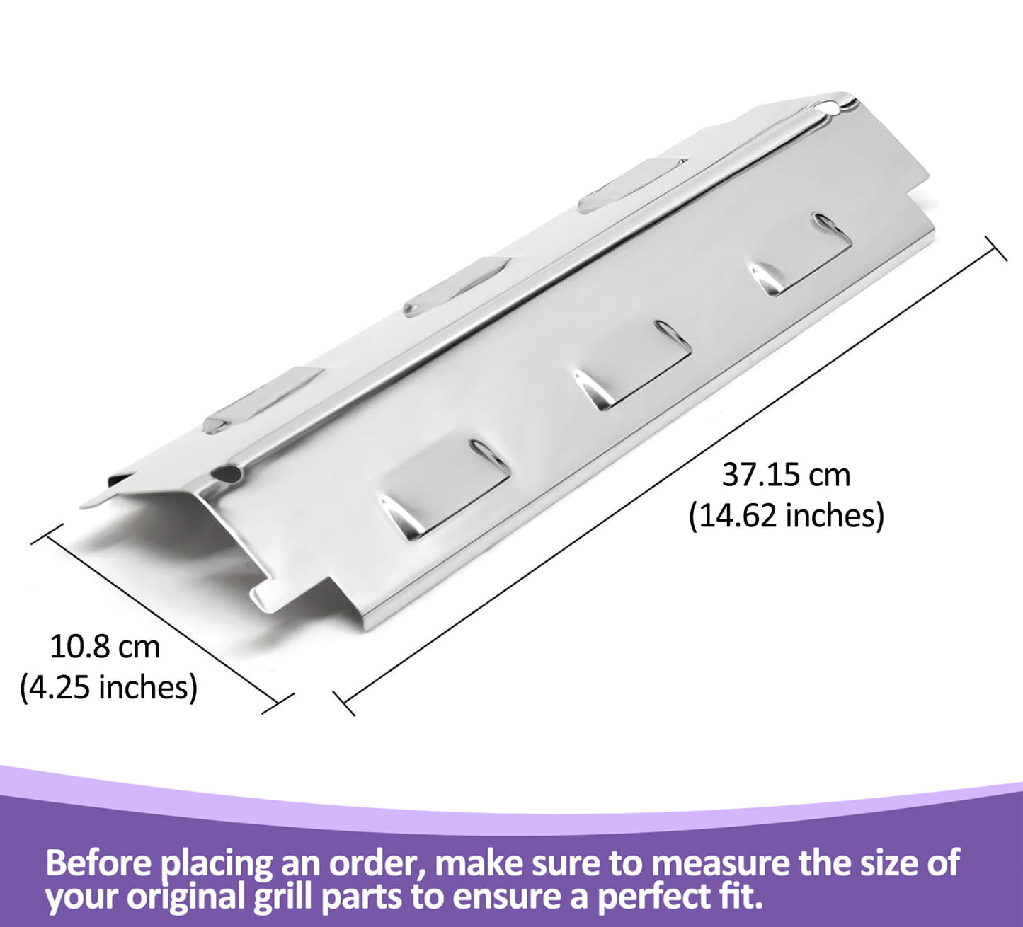 Set of 3 Replacement Heat Plate (14 5/8 inch) for Charbroil 463650414, Master Forge GD4215S, Brinkmann, Kenmore,and Other BBQ Grills