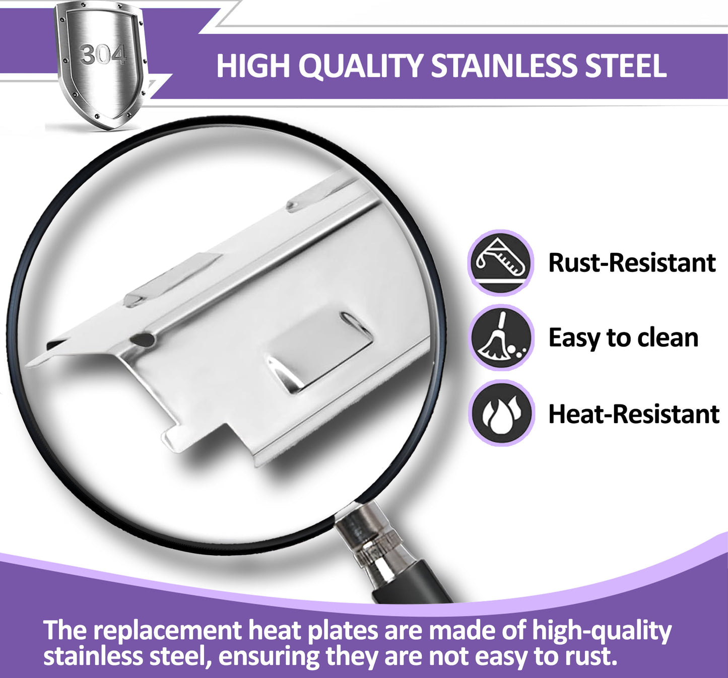 Replacement Parts Stainless Steel Heat Plate Shield, Flame Tamer Burner Cover, BBQ Heat Tent for Charbroil, Kenmore, Thermos, Master Forge, 14 5/8 inch x 4 1/4 inch, Set of 4…