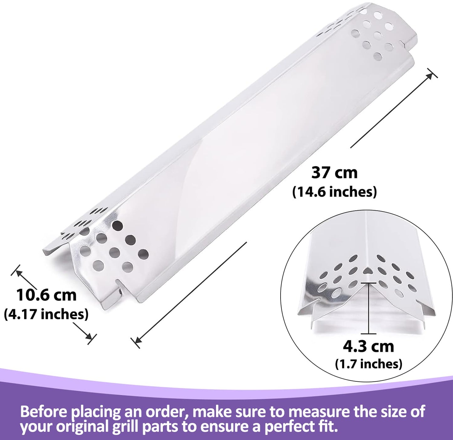 Heat Plates for Nexgrill 720-0830H, 720-0864, 720-0864M Gas Grill, Stainless Steel Grill Heat Shield Tent, Burner Cover, Flame Tamer for Home Depot Nexgrill 4 Burner 720-0830H Parts, 4 Pack