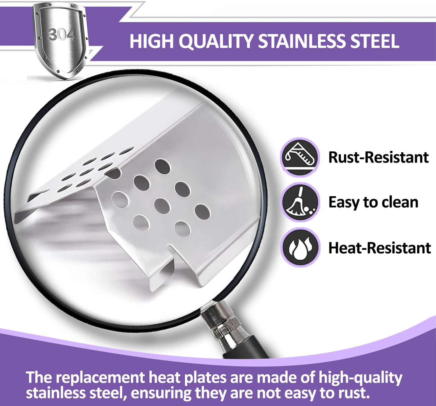 Heat Plates for Nexgrill 720-0830H, 720-0864, 720-0864M Gas Grill, Stainless Steel Grill Heat Shield Tent, Burner Cover, Flame Tamer for Home Depot Nexgrill 4 Burner 720-0830H Parts, 4 Pack