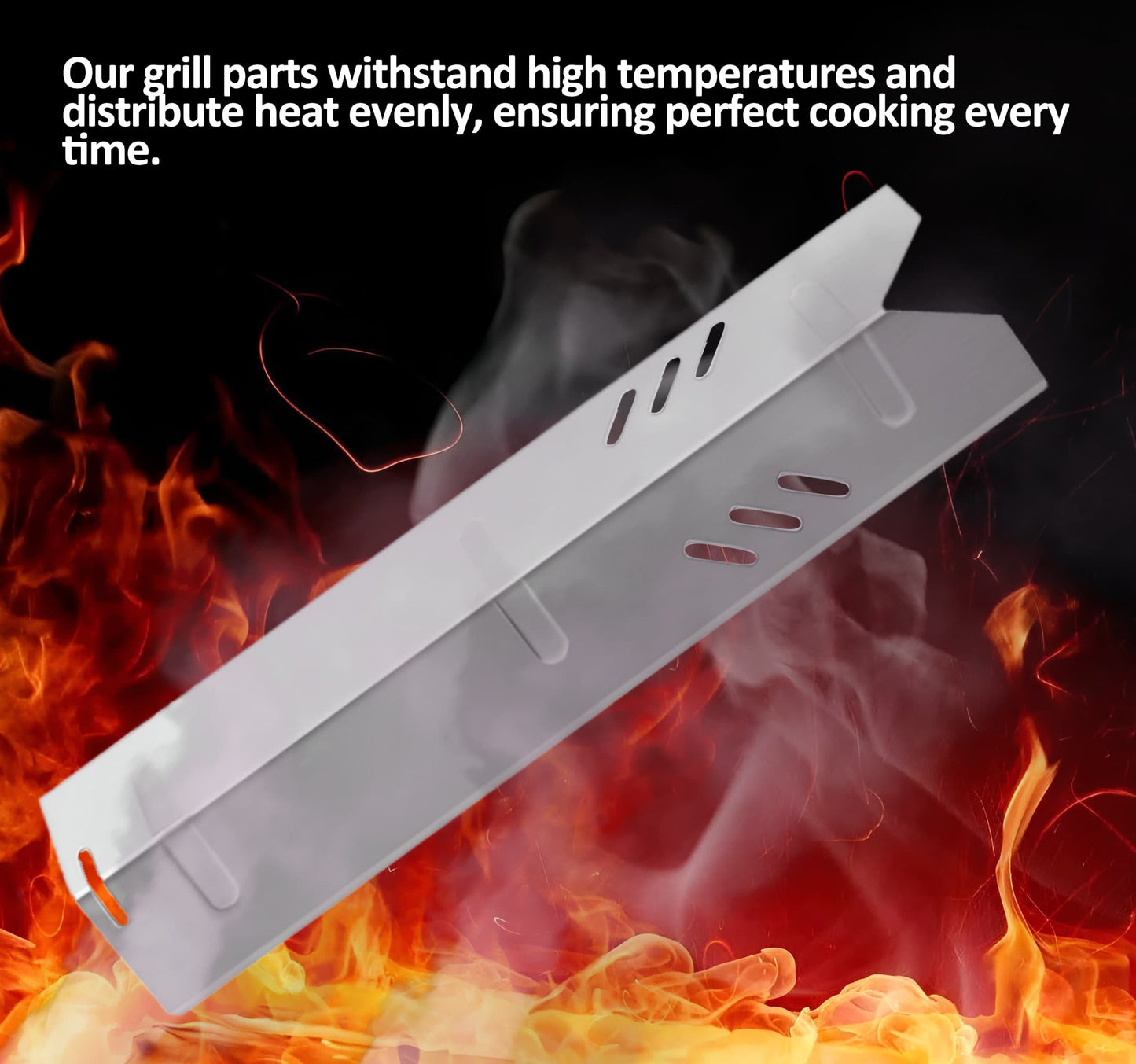 Set of 4 Replacement Heat Plates (38cm) for Dyna-Glo DGF510SSP, DGF510SSP-D, Uniflame, Backyard Grill BY12-084-029-98, Broilmaster and Others, Stainless Steel