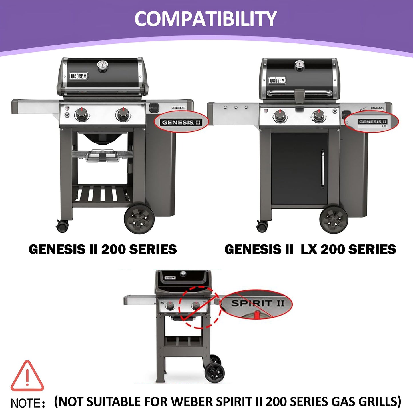 Set of 2, 66039 Heat Deflector for Weber Genesis II 200 / LX 200 Series - Genesis II E-210, S-210, E/S-240, Genesis II LX E/S-240 GS4 Grill Parts, Porcelain-Enameled Steel
