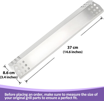 4-Pack Stainless Steel Heat Shield 37cm x 8.6cm Replacement for Sunbeam, Nexgrill, Grill Master, Charbroil, Kitchen Aid, Members Mark, Uberhaus Gas Grills