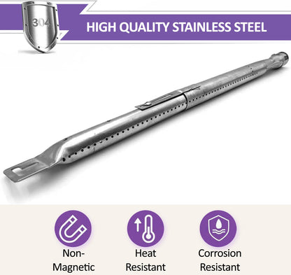 Universal Stainless Steel Tube Burners Length Extends 35.5 cm to 48.5 cm for Gas Grill Models from Nexgrill, Brinkmann, Dyna-Glo, and Other Manufacturers (Set of 3)