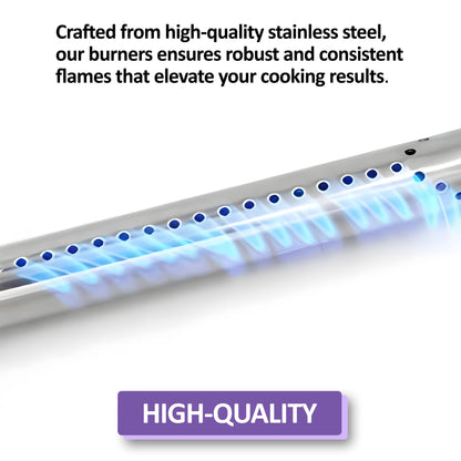Universal Stainless Steel Tube Burners Length Extends 35.5 cm to 48.5 cm for Gas Grill Models from Nexgrill, Brinkmann, Dyna-Glo, and Other Manufacturers (Set of 3)