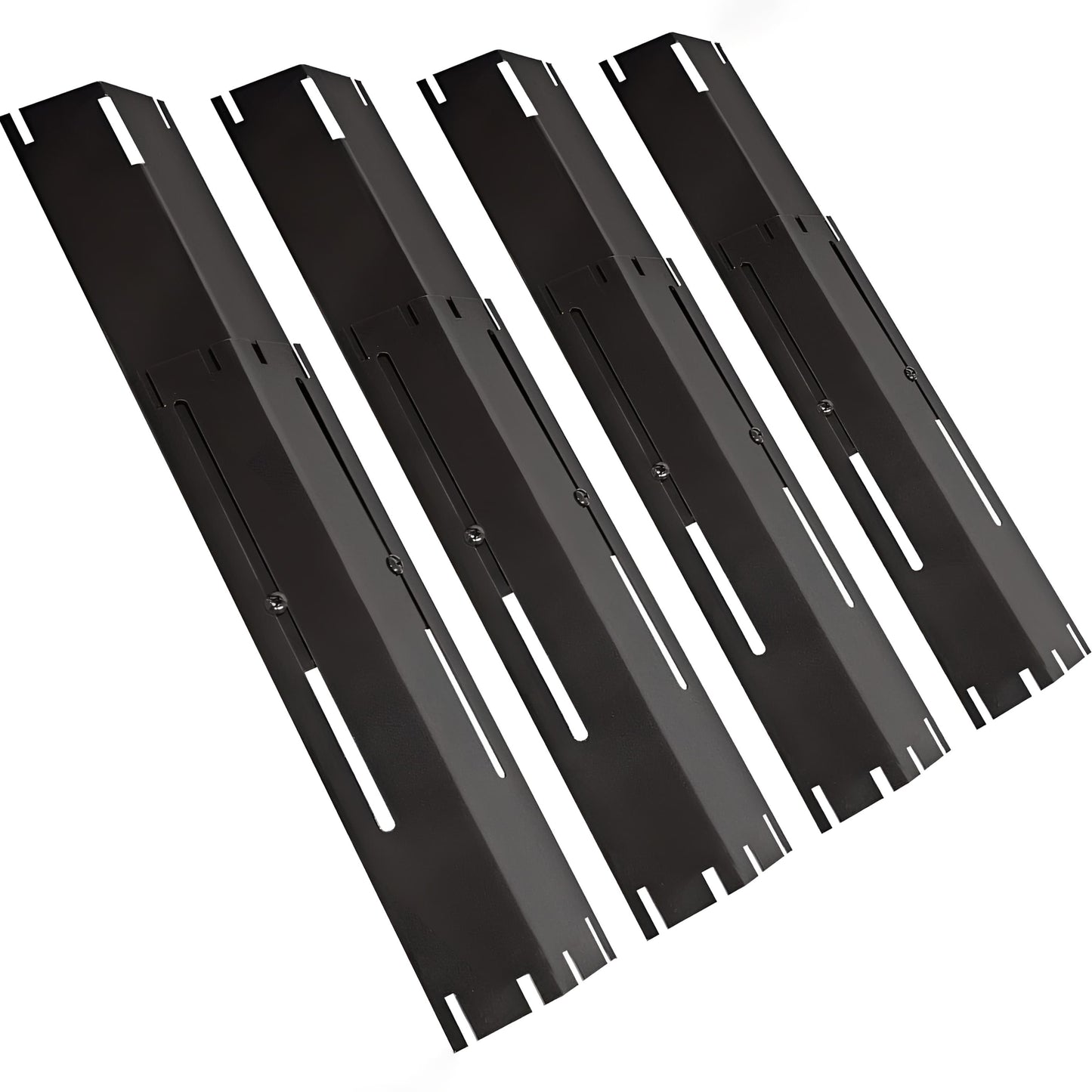 Adjustable Porcelain Steel Burner Cover / Flavorizer Bar for BBQ Gas Grills, Universal-Fit Grill Parts, Set of 4