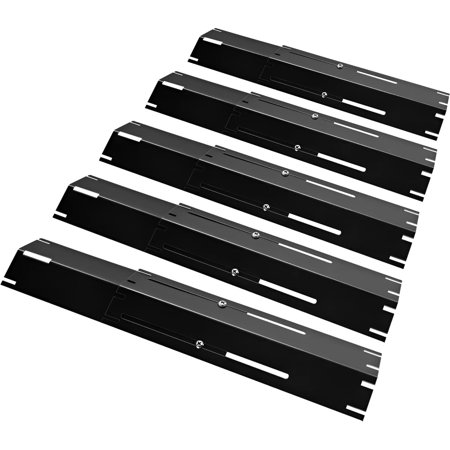 Adjustable Porcelain Steel Burner Cover / Flavorizer Bar for BBQ Gas Grills, Universal-Fit Grill Parts, Set of 5