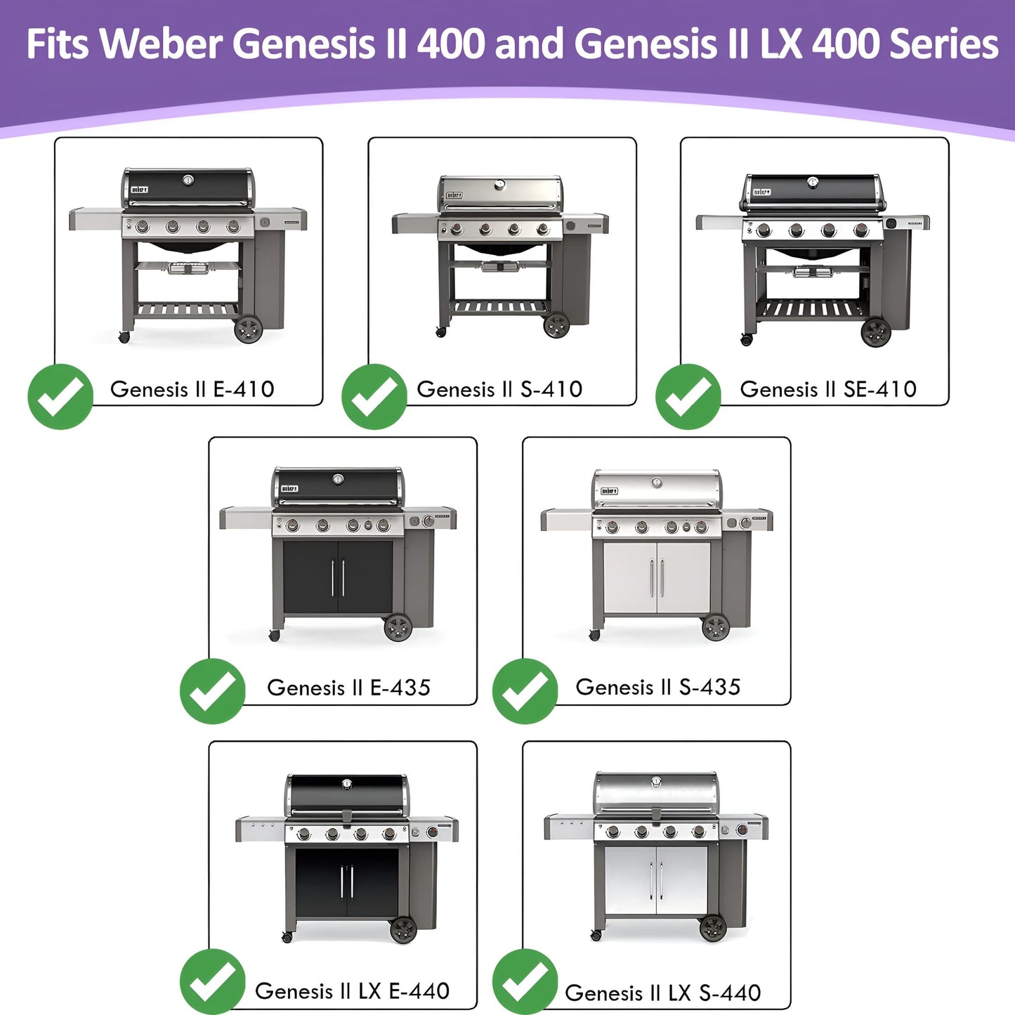 66033 Flavorizer Bars for Weber GS4 Genesis II 400 / LX 400 Series E-410/ S-410/ SE-410/ E-435 / S-435/ LX E/S-440 Gas Grills, Porcelain-Enamelled Steel