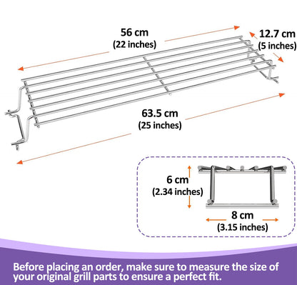 Weber 7641 Warming Rack for Weber Spirit 300, Spirit 700, Genesis Silver/Gold B&C Gas Grills and others, Stainless Steel