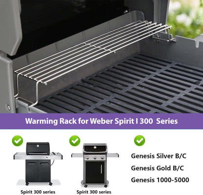 Weber 7641 Warming Rack for Weber Spirit 300, Spirit 700, Genesis Silver/Gold B&C Gas Grills and others, Stainless Steel