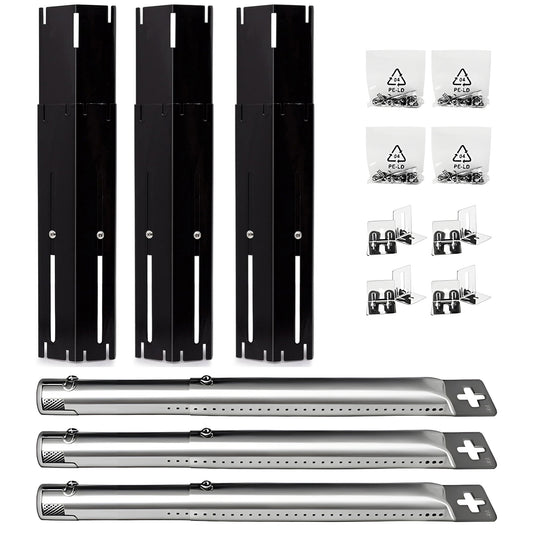 3-pack adjustable porcelain heat plates 30-51 cm & stainless steel burners 36-45 cm for Weber Char-Broil gas grills.