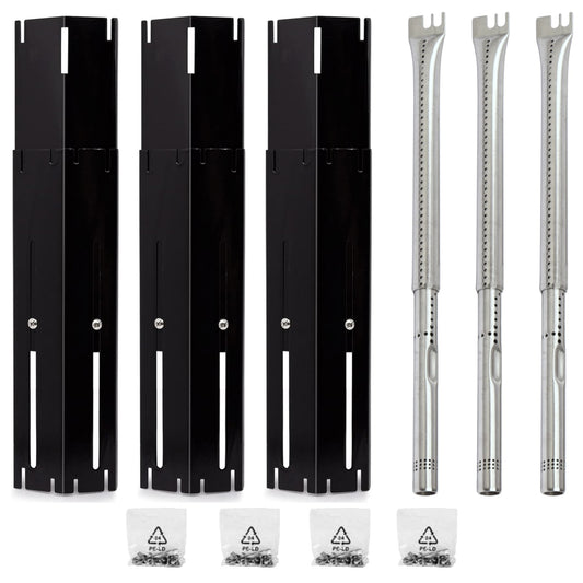 3-pack adjustable porcelain heat plates 30-51 cm & stainless steel burners 36-45 cm for Weber Char-Broil gas grills.