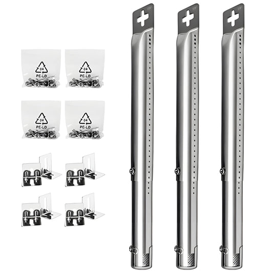 3-pack adjustable stainless steel burner tubes 30.5-44.5 cm for Kenmore, Char-Broil, Nexgrill & gas grills.