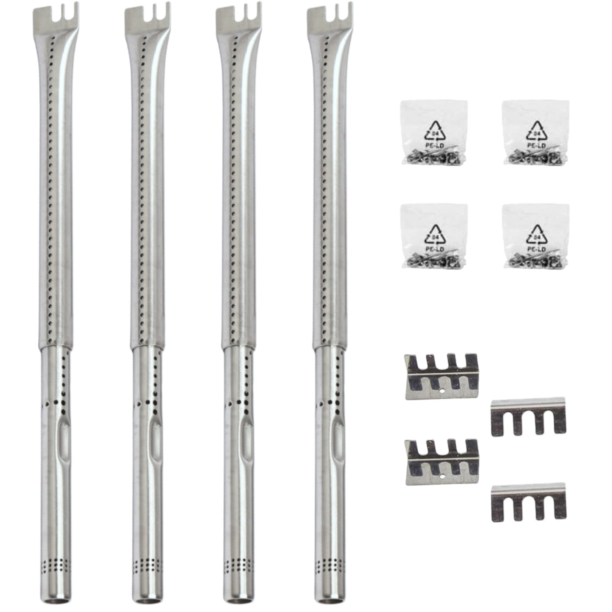 4-pack adjustable stainless steel burner tubes 36-45 cm for Kenmore, Char-Broil, Nexgrill & gas grills.