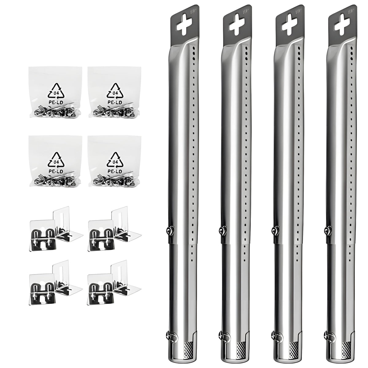 4-pack adjustable stainless steel burner tubes 30.5-44.5 cm for Kenmore, Char-Broil, Nexgrill & gas grills.