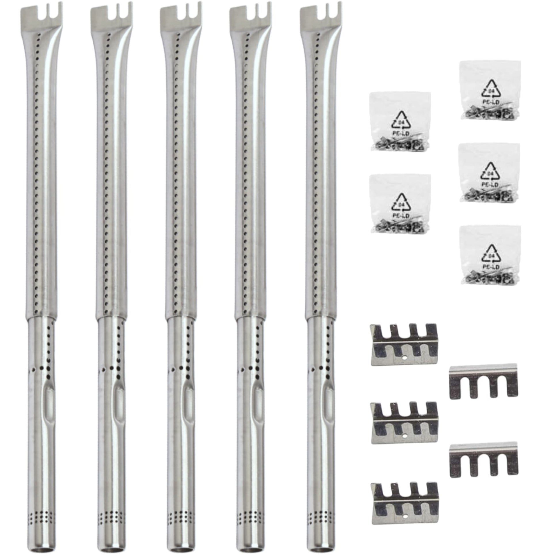 5-pack adjustable stainless steel burner tubes 36-45 cm for Kenmore, Char-Broil, Nexgrill & gas grills.
