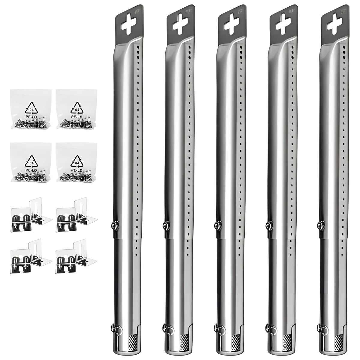 5-pack adjustable stainless steel burner tubes 30.5-44.5 cm for Kenmore, Char-Broil, Nexgrill & gas grills.