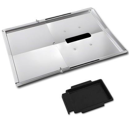 Adjustable steel grease drip tray 30-46 cm with catch cup for 1-3 burner Weber Spirit, Genesis & gas grills.