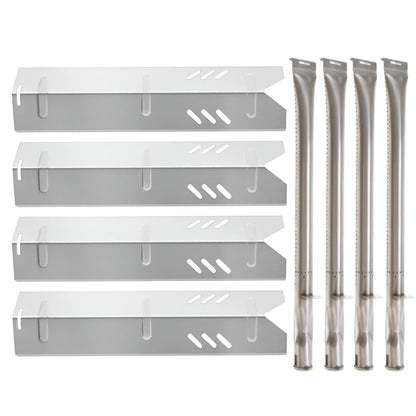 4-pack stainless steel heat plates & 4-pack burners replacing 55-23-031 & 55-10-156 for Backyard Grill & Dyna-Glo gas grills.