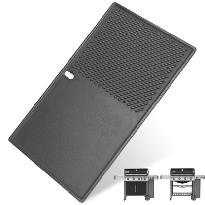 Dual-sided cast iron griddle 48x28.5 cm for Weber Genesis II 400 series grills, replaces 66089 & 66097.