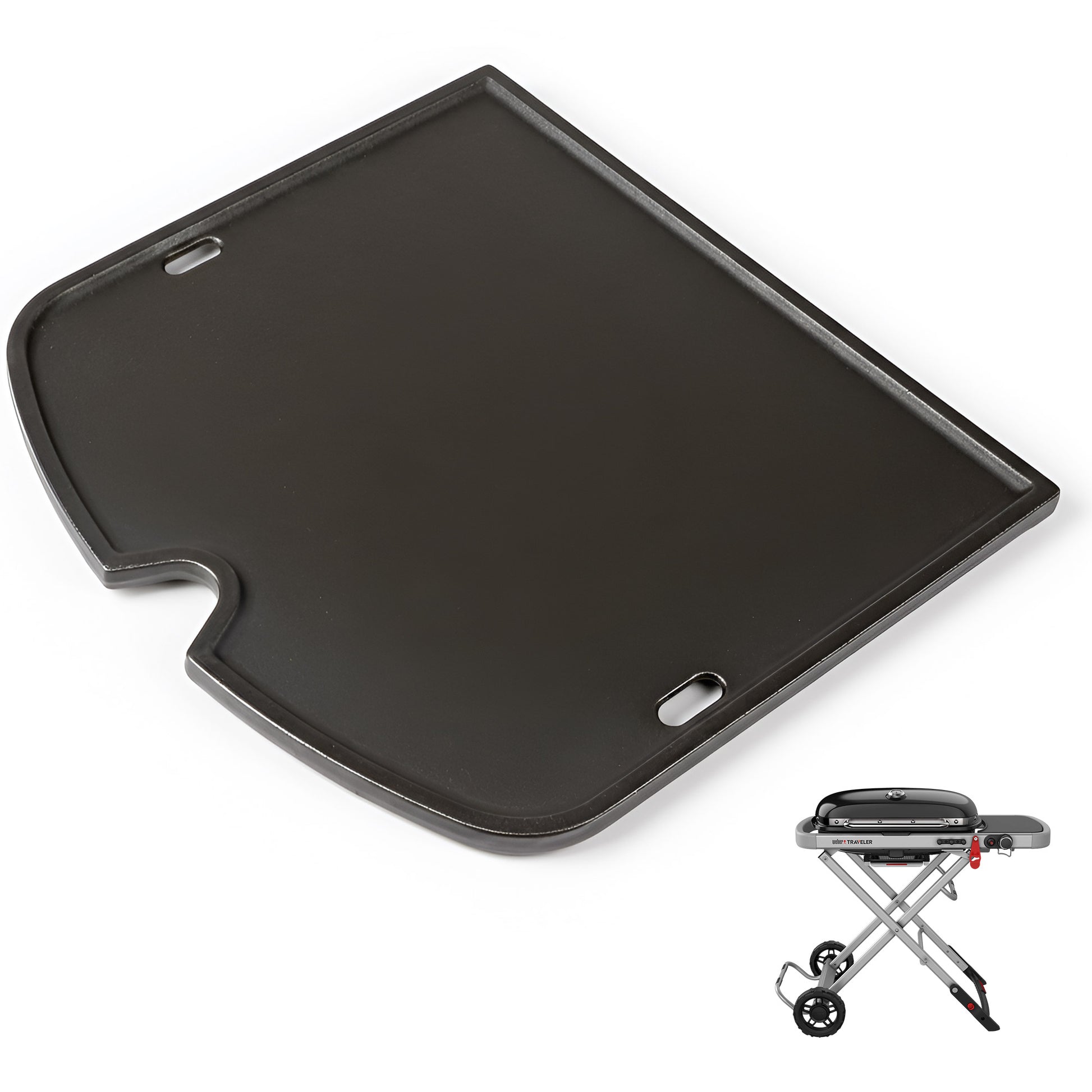 Matte cast iron griddle for Weber Traveler portable gas grills, replaces 7034.