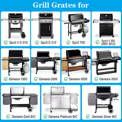 7638 Cast iron Grill Grates for Weber Spirit 300 Series (E-310/E-320/S-310/S-320), Spirit 700, Silver/Gold/Platinum B & C, Genesis 1000-5000 Gas Grills, 44.5 cm x 30.2 cm each