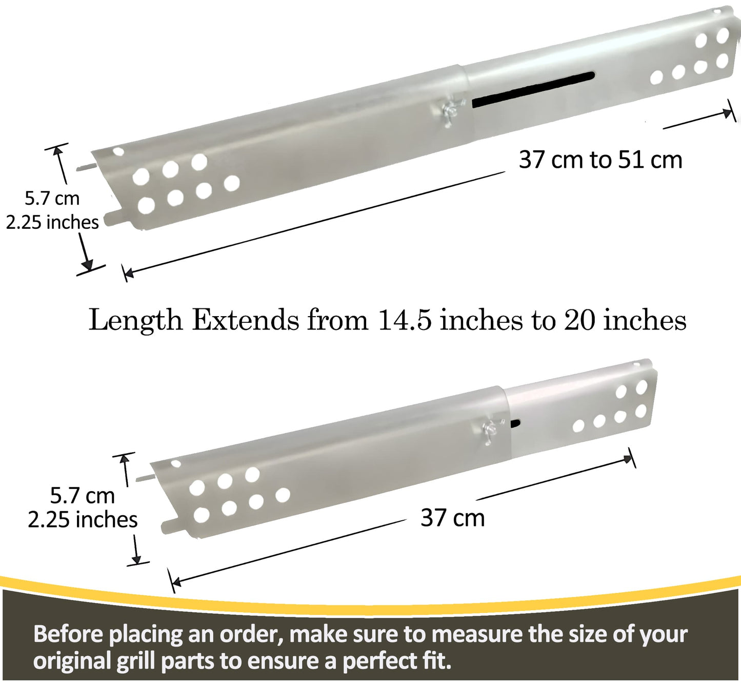 Set of Four Adjustable Length Stainless Steel Replacement Heat Plates for Charbroil Advantage Gas Grill Models and Others…