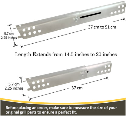 Set of Two Adjustable Length Stainless Steel Replacement Heat Plates for Charbroil Performance Series Grills