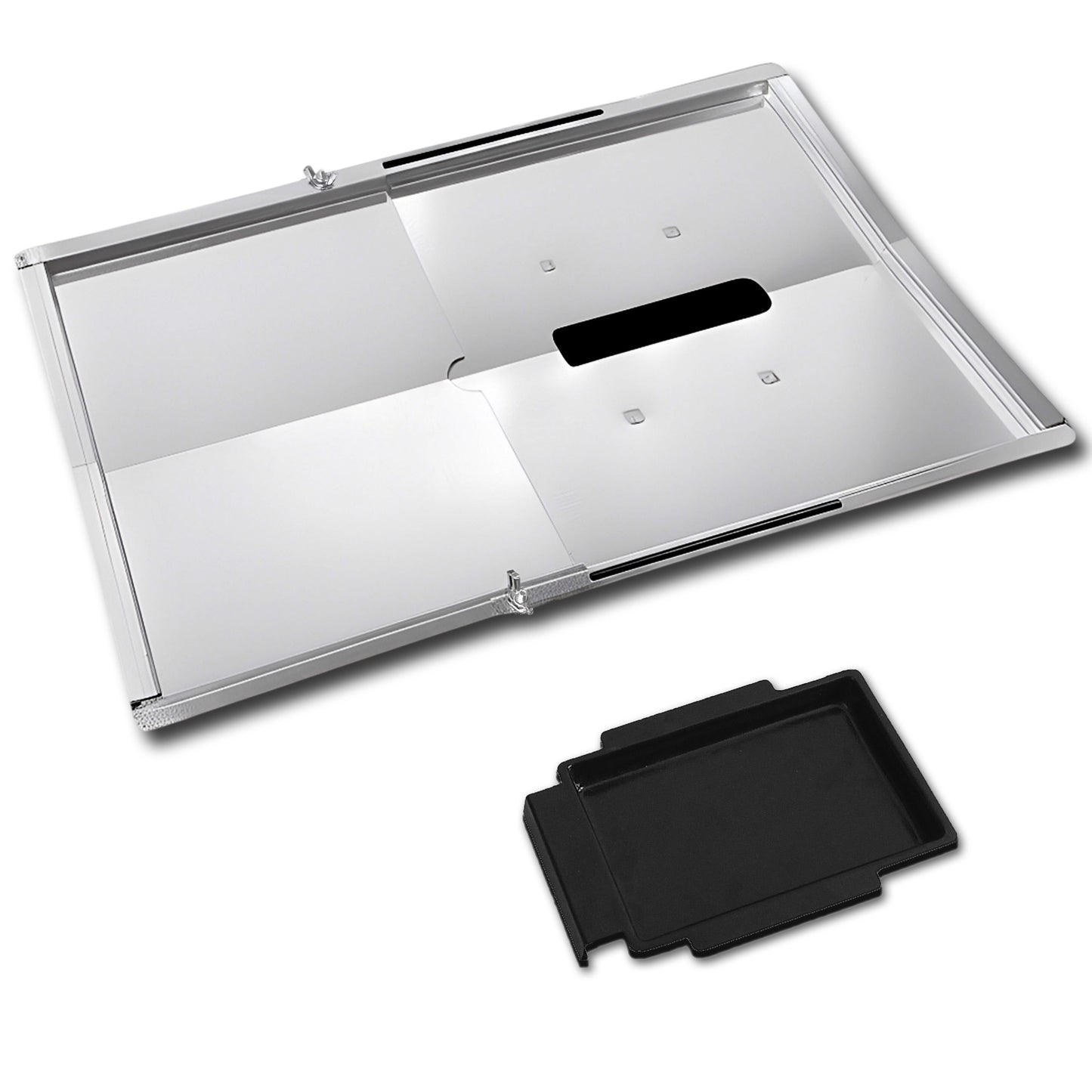 Grease Tray with Adjustable Width (30 cm to 45 cm) x 31 cm for Small Grills from Weber Biltema, Lucifer, Napolean, Landmann and Many More, Fits Universally