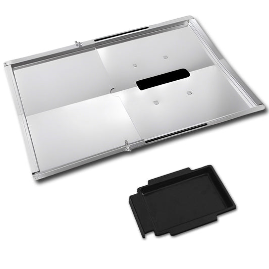 Grease Tray with Adjustable Width (30 cm to 45 cm) x 31 cm for Small Grills from Weber Biltema, Lucifer, Napolean, Landmann and Many More, Fits Universally